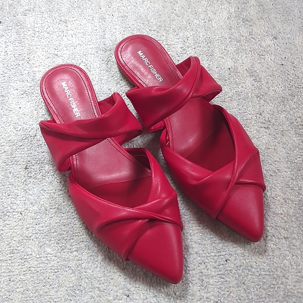 Marc Fisher Red Satera Mule Flats